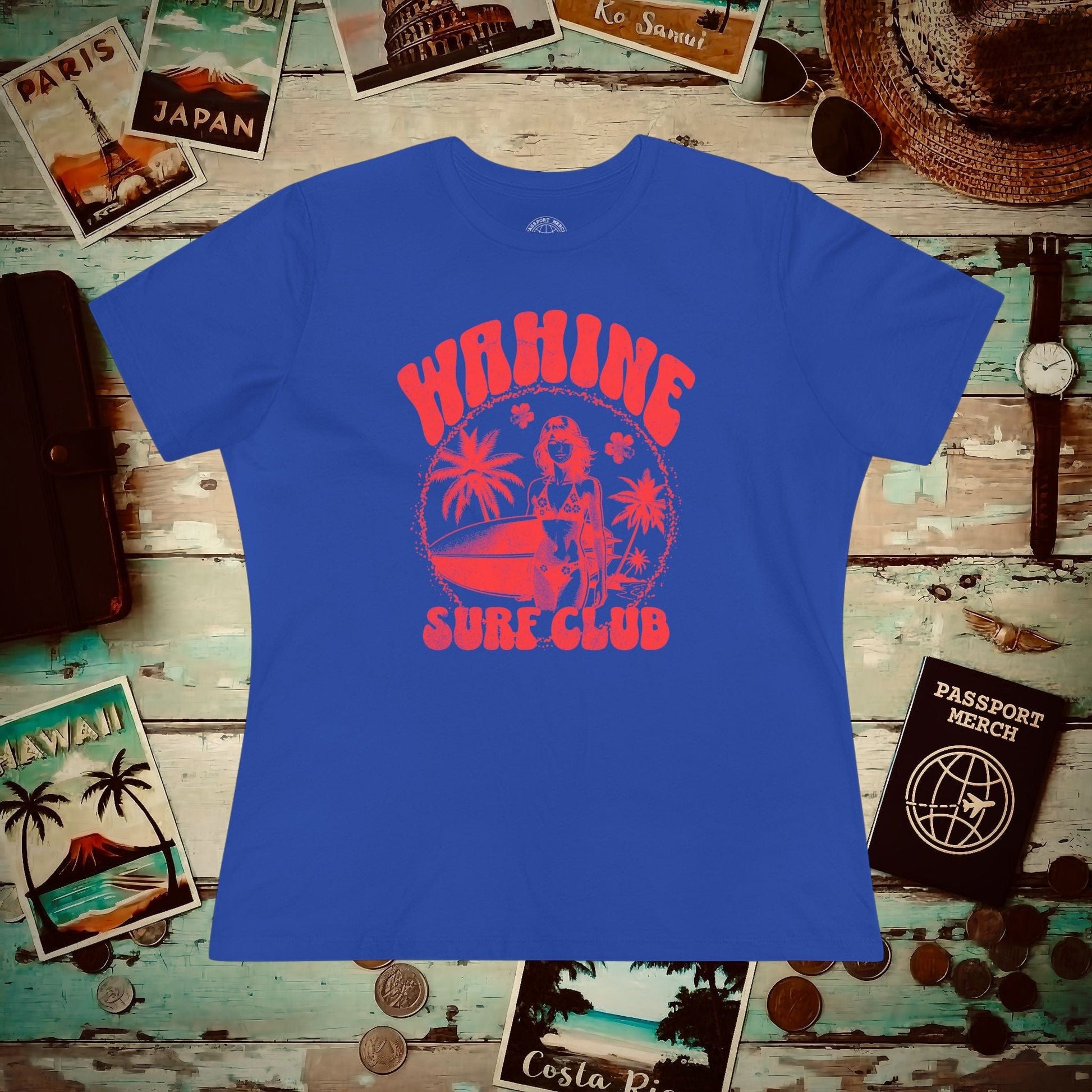 Wahine Surf Club, Hawaii, Womens Fit T-Shirt True Royal / S
