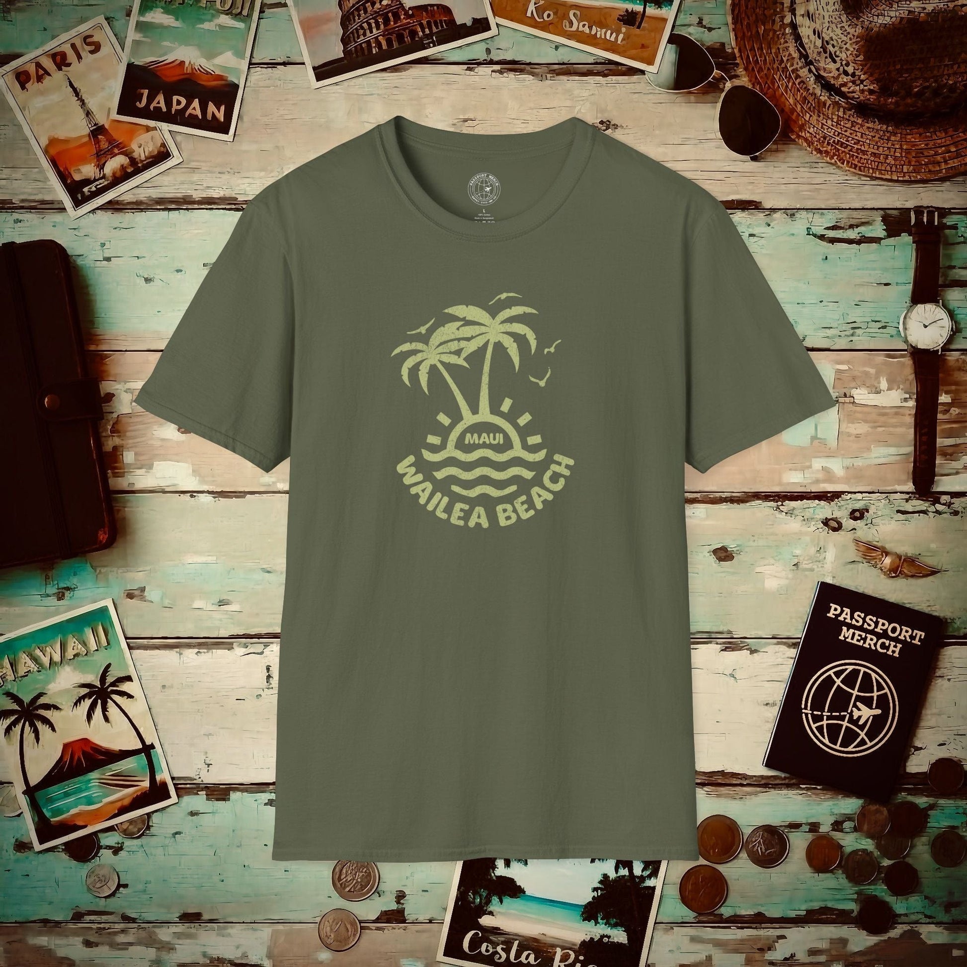 Wailea Beach, Maui Hawaii T-Shirt Military Green / S