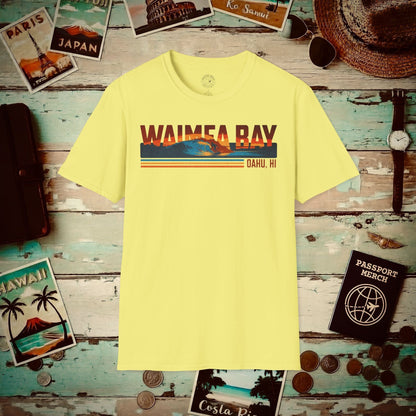 Waimea Bay, Oahu, Hawaii - Vibrant Surf Retro T-Shirt Cornsilk / S