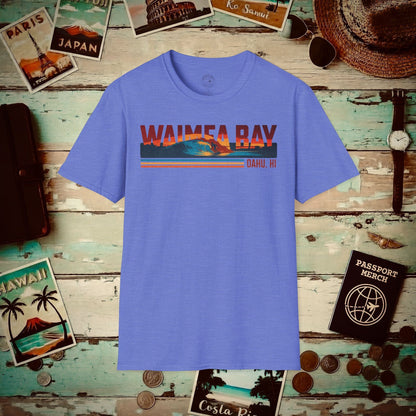 Waimea Bay, Oahu, Hawaii - Vibrant Surf Retro T-Shirt Heather Royal / S