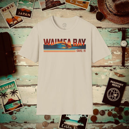 Waimea Bay, Oahu, Hawaii - Vibrant Surf Retro T-Shirt Sand / S