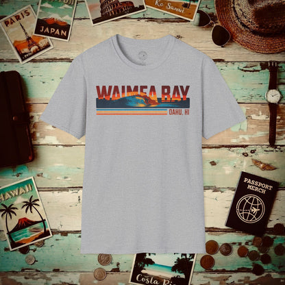 Waimea Bay, Oahu, Hawaii - Vibrant Surf Retro T-Shirt Sport Grey / S