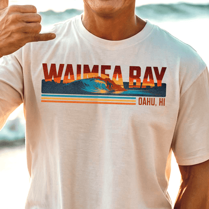 Waimea Bay, Oahu, Hawaii - Vibrant Surf Retro T-Shirt White / S