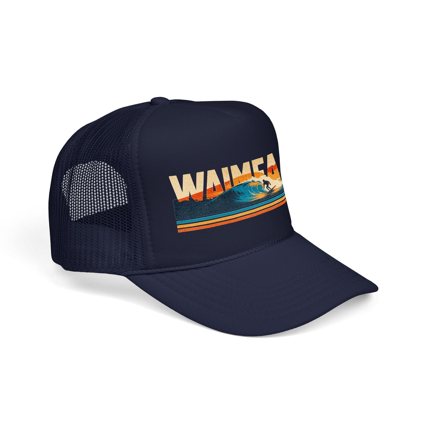 Waimea Bay, Oahu, Hawaii - Vibrant Surf Retro Trucker Hat