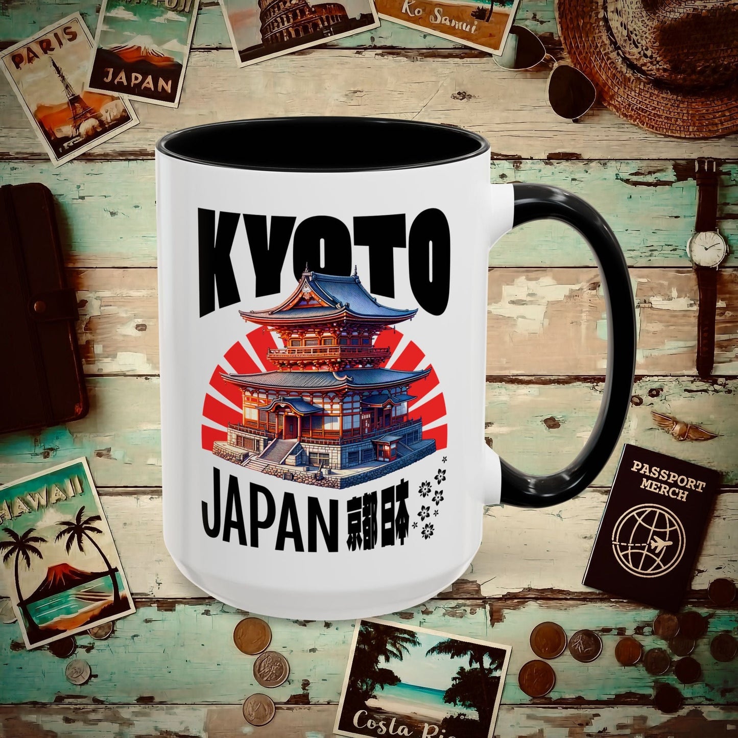 Wander Kyoto Japan Temple 15oz Mug Black / 15oz