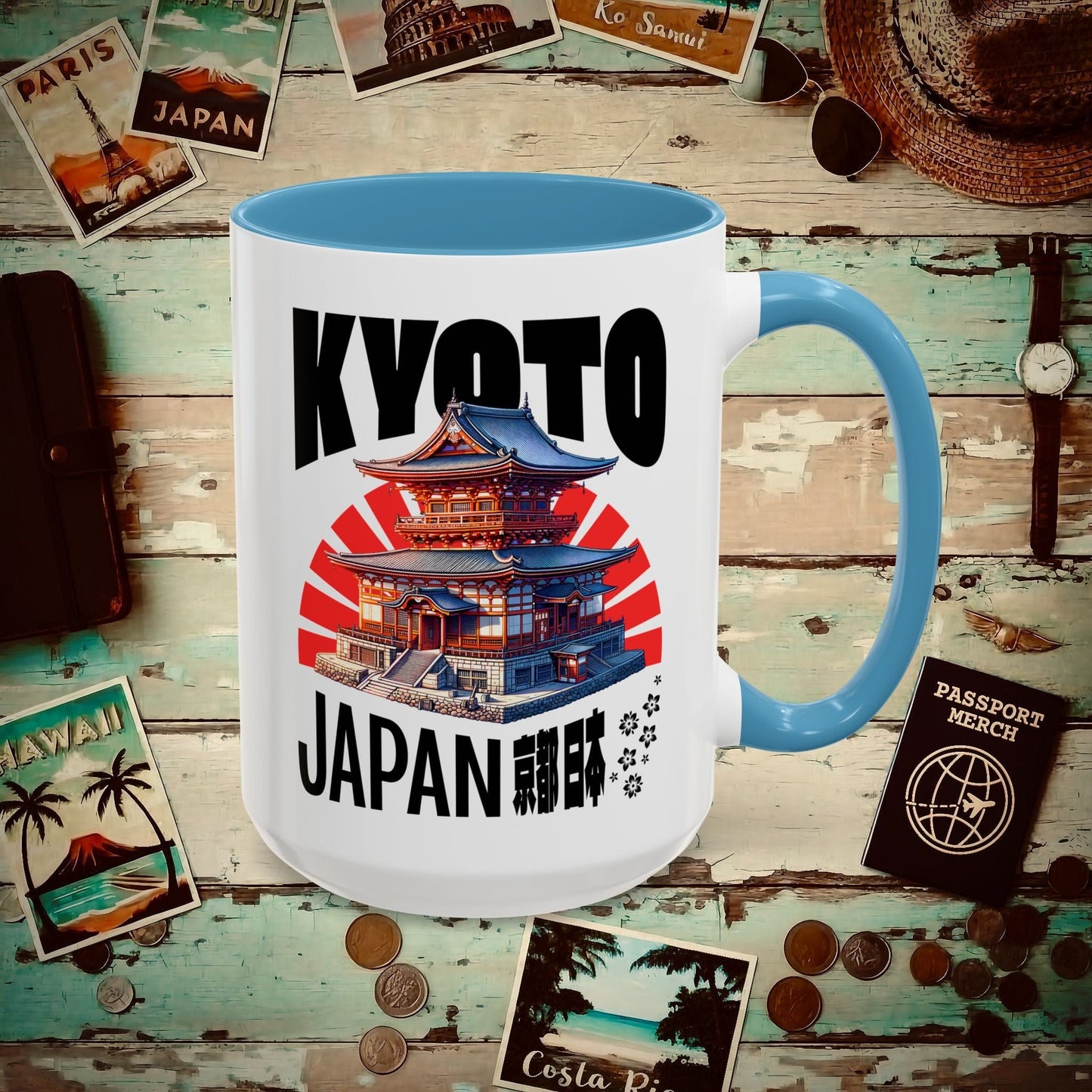 Wander Kyoto Japan Temple 15oz Mug Light Blue / 15oz