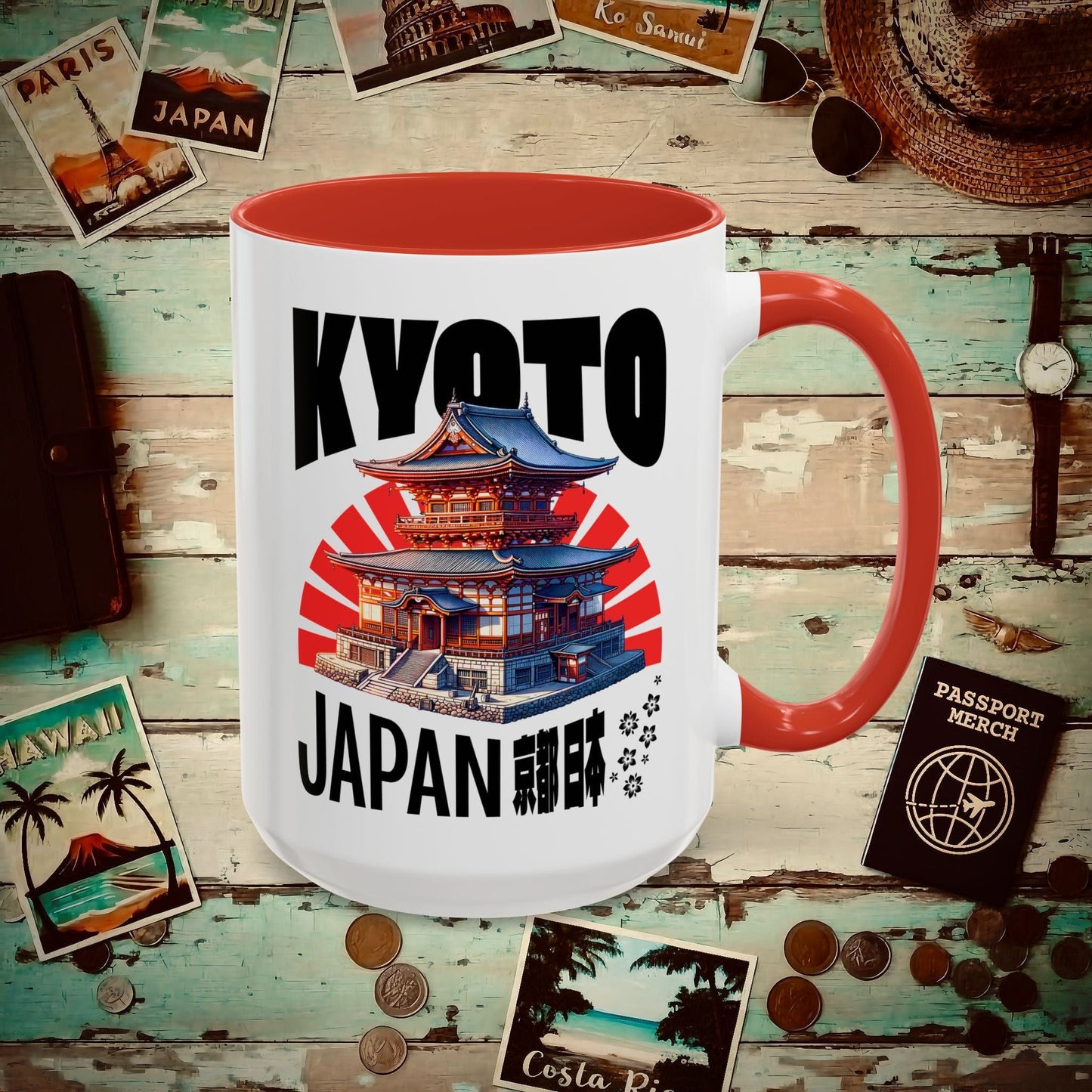 Wander Kyoto Japan Temple 15oz Mug Red / 15oz