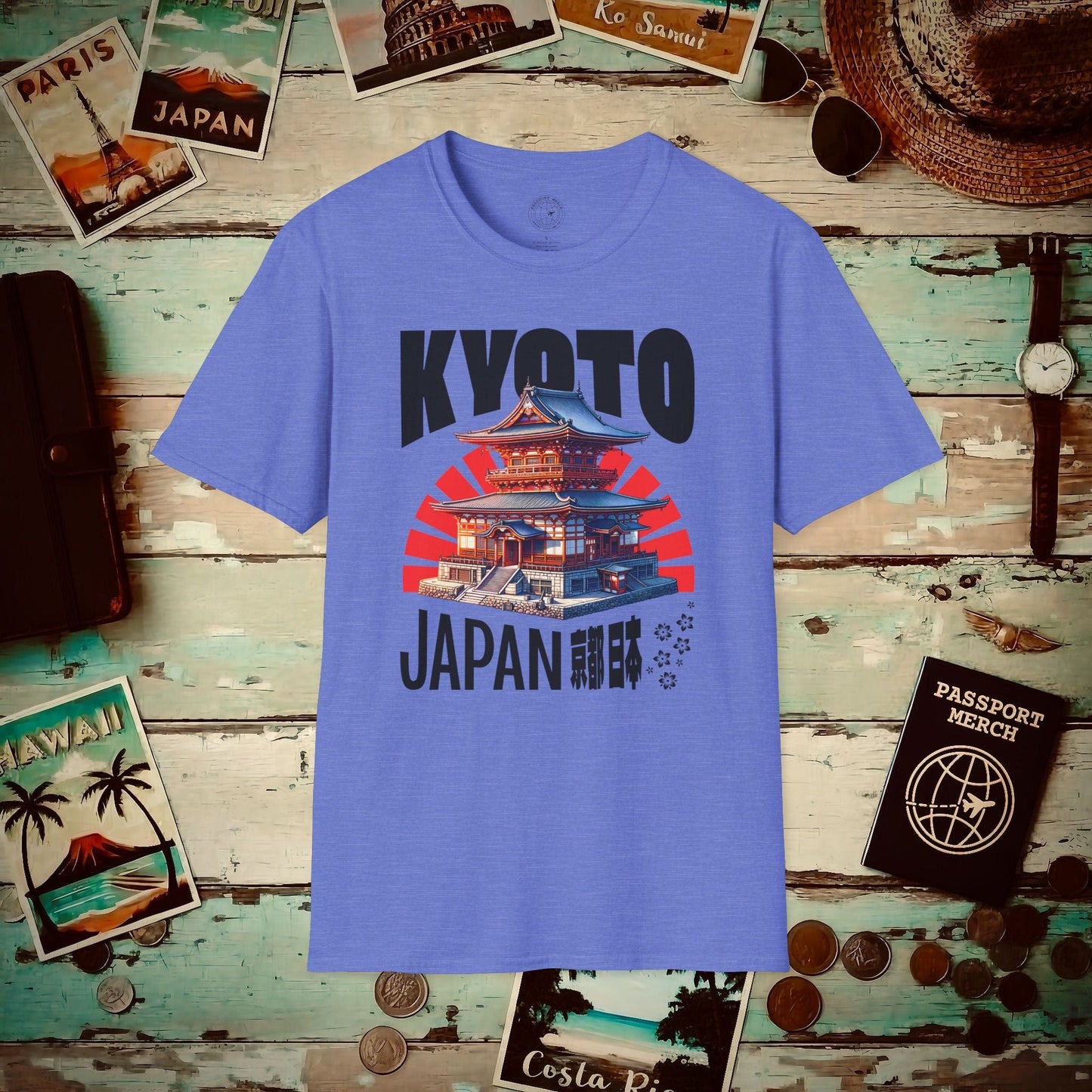 Wander Kyoto Japan Temple T-Shirt Heather Royal / S