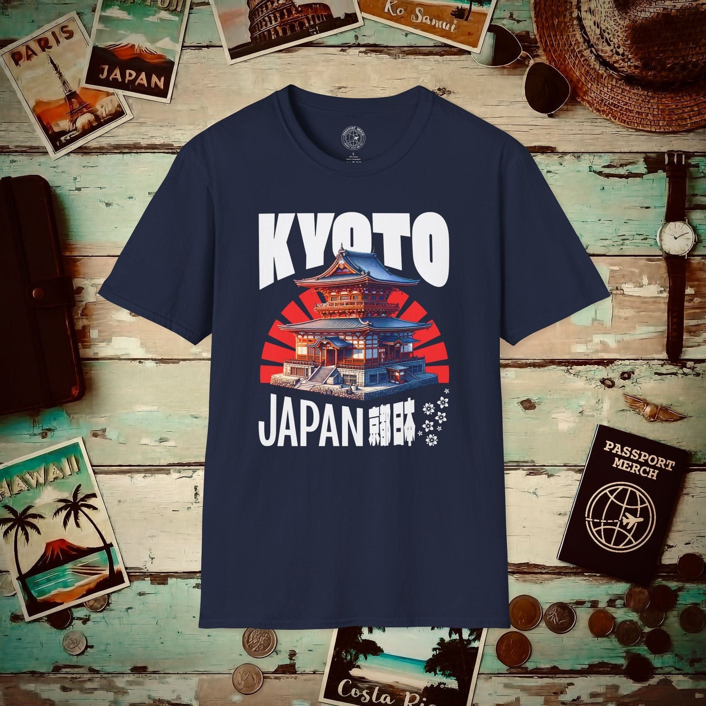 Wander Kyoto Japan Temple T-Shirt Navy / S