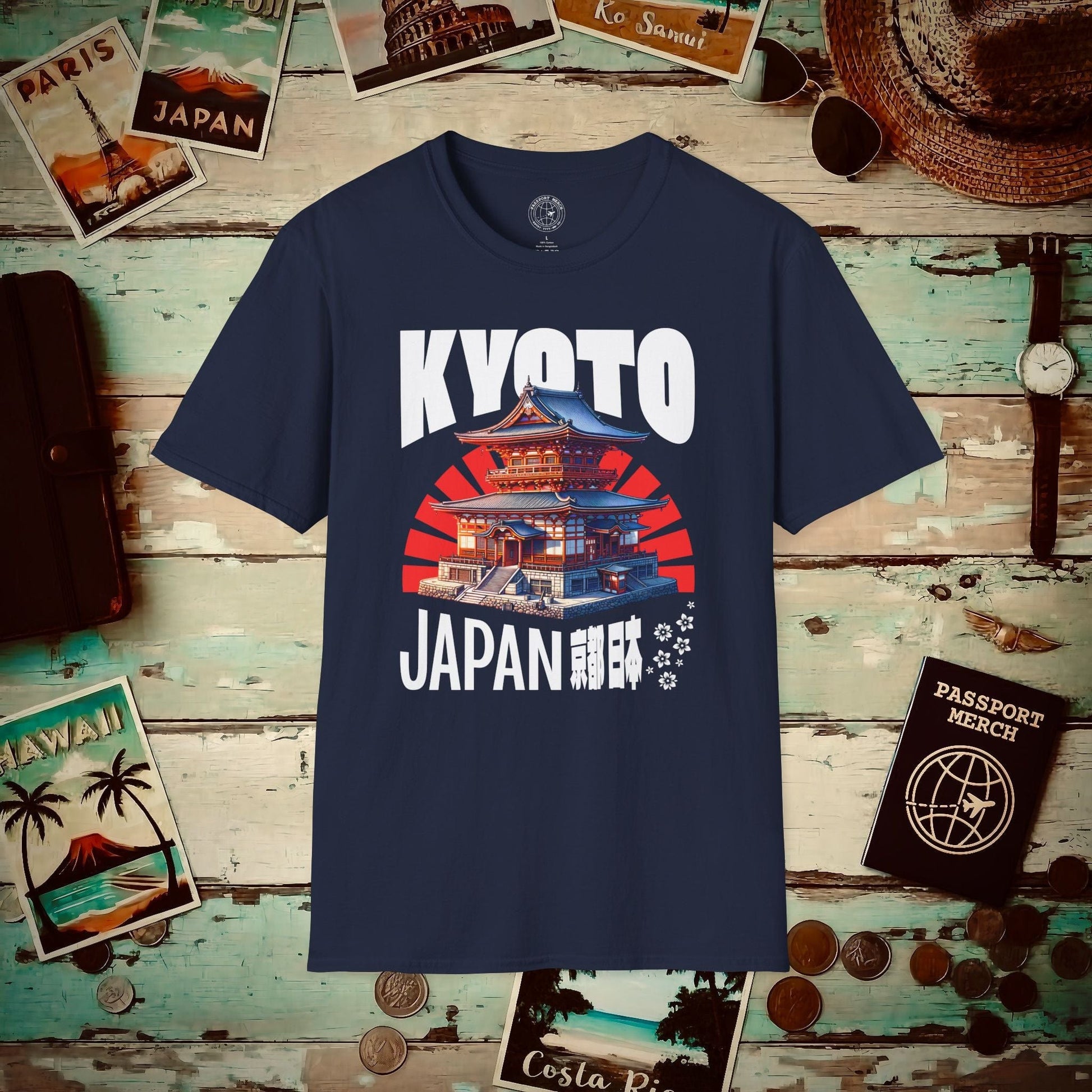Wander Kyoto Japan Temple T-Shirt Navy / S
