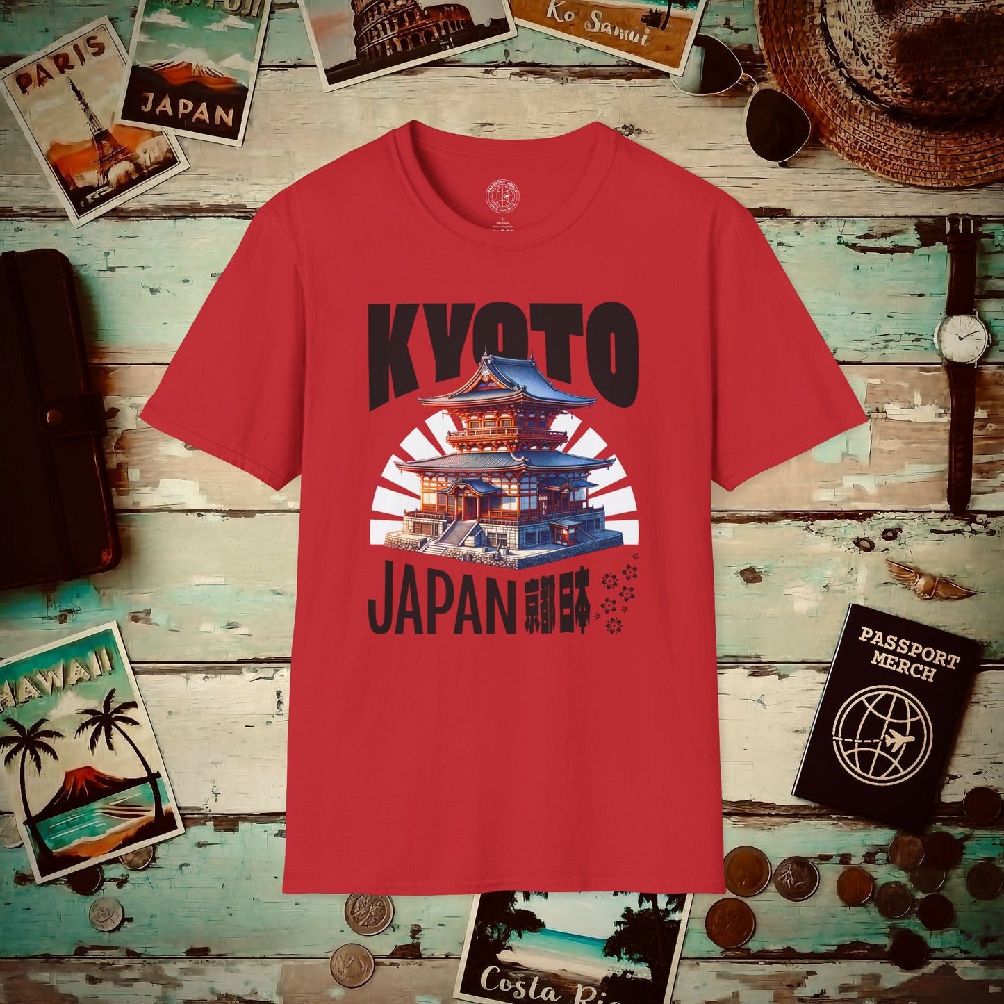 Wander Kyoto Japan Temple T-Shirt Red / S
