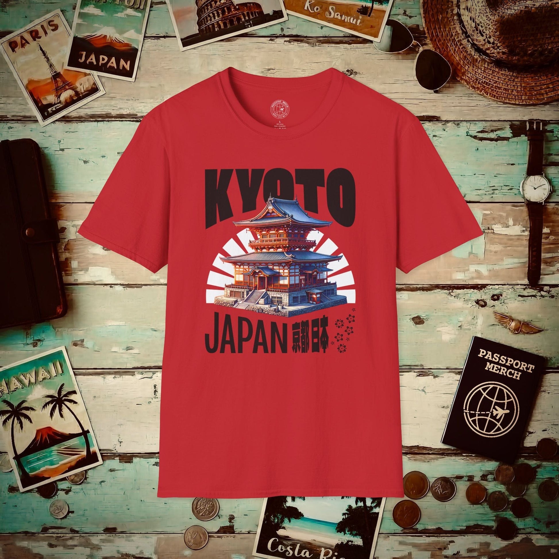 Wander Kyoto Japan Temple T-Shirt Red / S