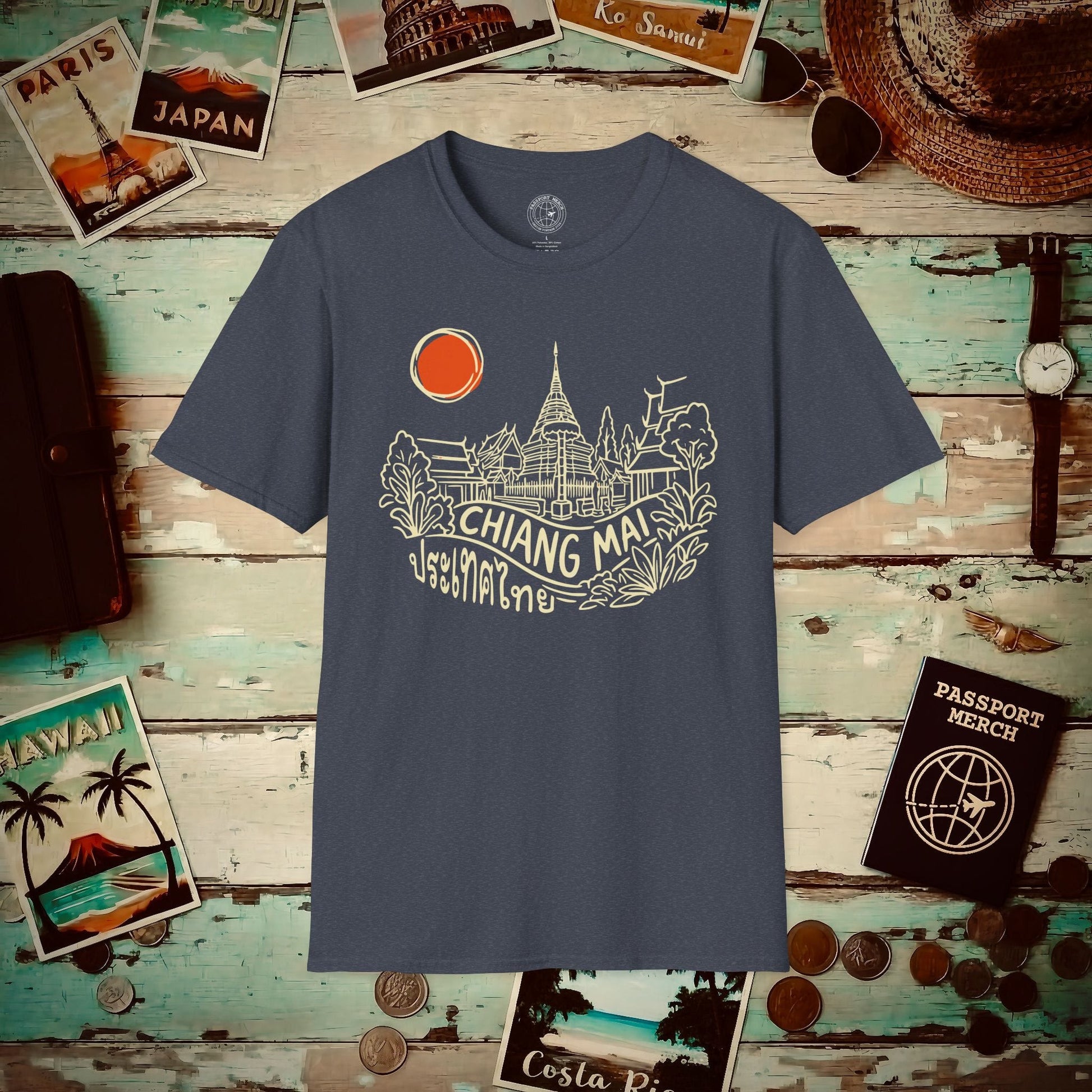 Wat Phra That Doi Suthep Sunrise, Chiang Mai, Thailand T-Shirt Heather Navy / S