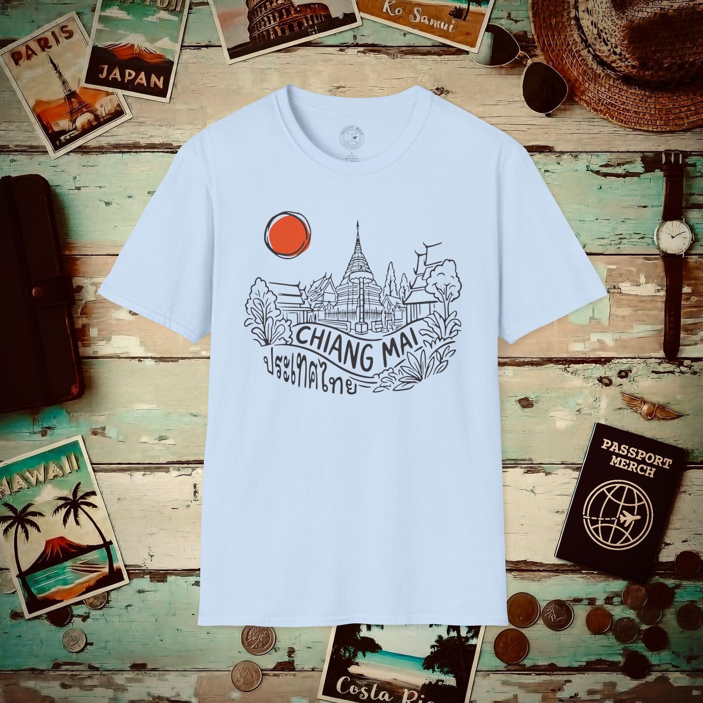 Wat Phra That Doi Suthep Sunrise, Chiang Mai, Thailand T-Shirt Light Blue / S
