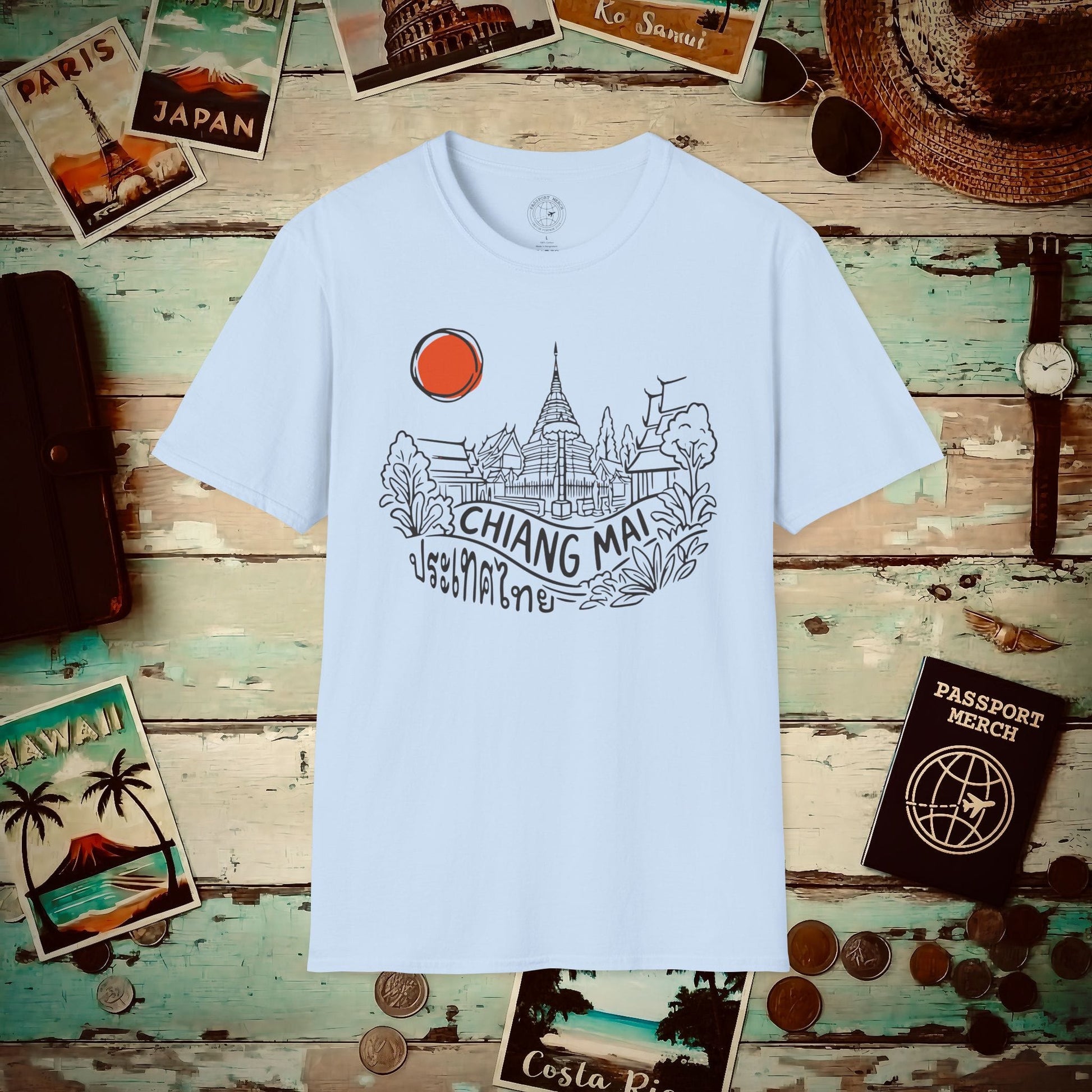 Wat Phra That Doi Suthep Sunrise, Chiang Mai, Thailand T-Shirt Light Blue / S
