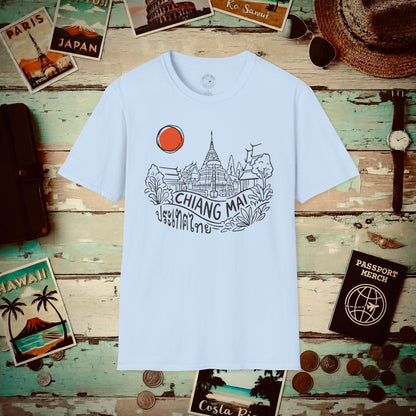 Wat Phra That Doi Suthep Sunrise, Chiang Mai, Thailand T-Shirt Light Blue / S