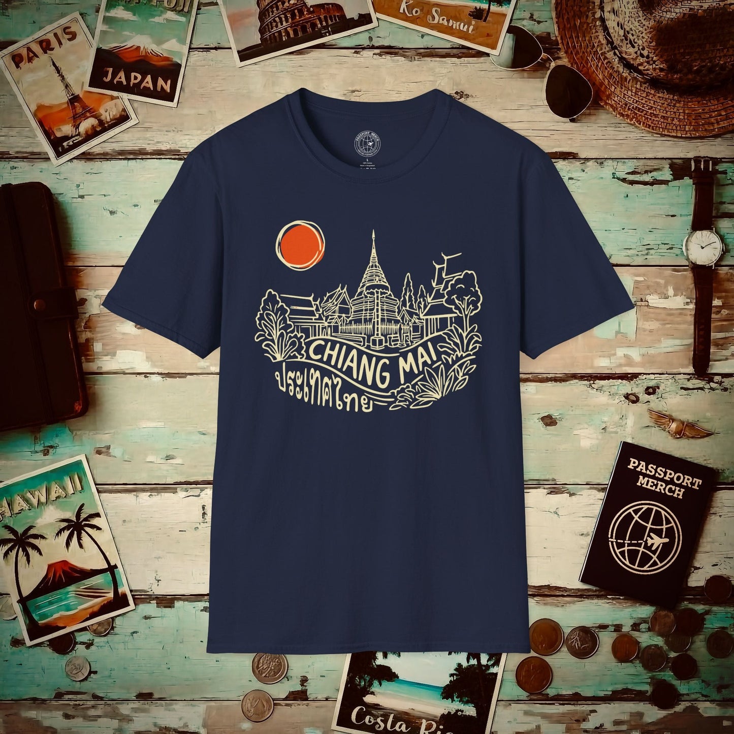Wat Phra That Doi Suthep Sunrise, Chiang Mai, Thailand T-Shirt Navy / S