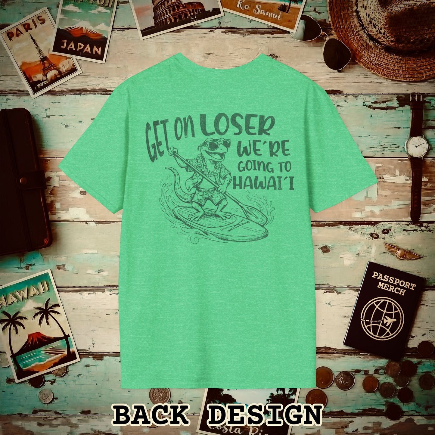 We're going to Hawaii Back Print T-Shirt Heather Irish Green / S