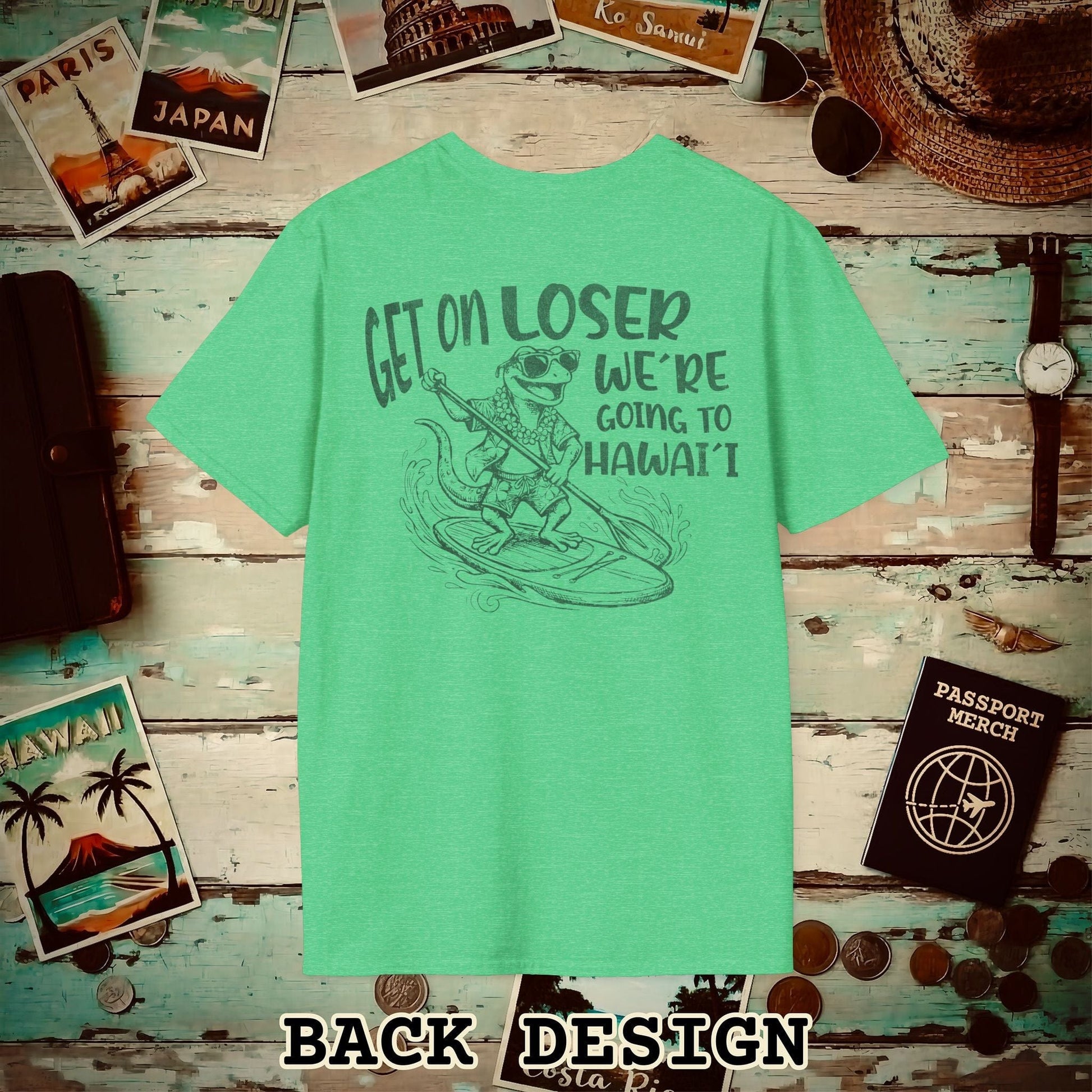 We're going to Hawaii Back Print T-Shirt Heather Irish Green / S