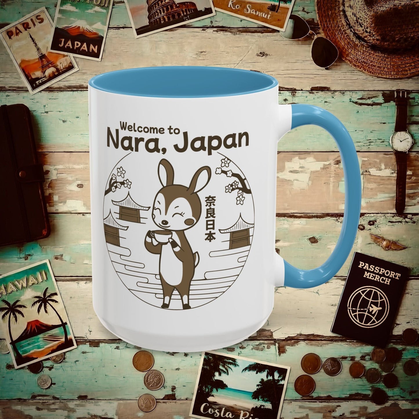 Welcome to Nara, Japan 15oz Mug Light Blue / 15oz