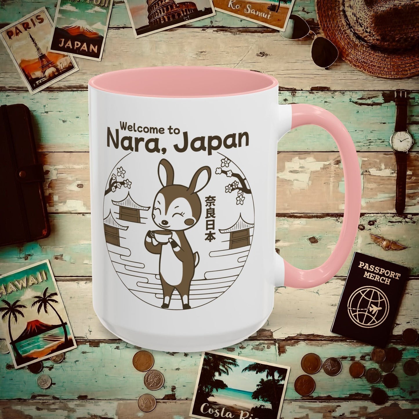 Welcome to Nara, Japan 15oz Mug Pink / 15oz