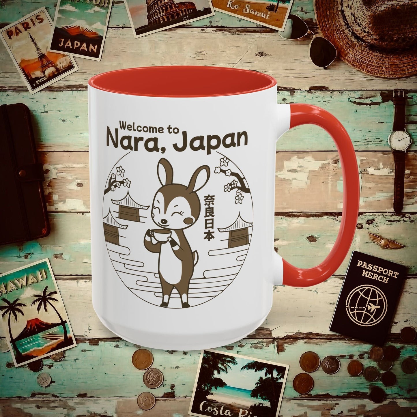 Welcome to Nara, Japan 15oz Mug Red / 15oz