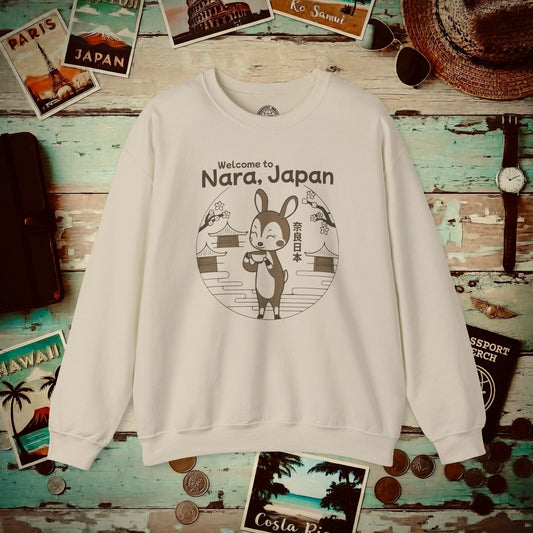 Welcome to Nara, Japan Crewneck Sand / S