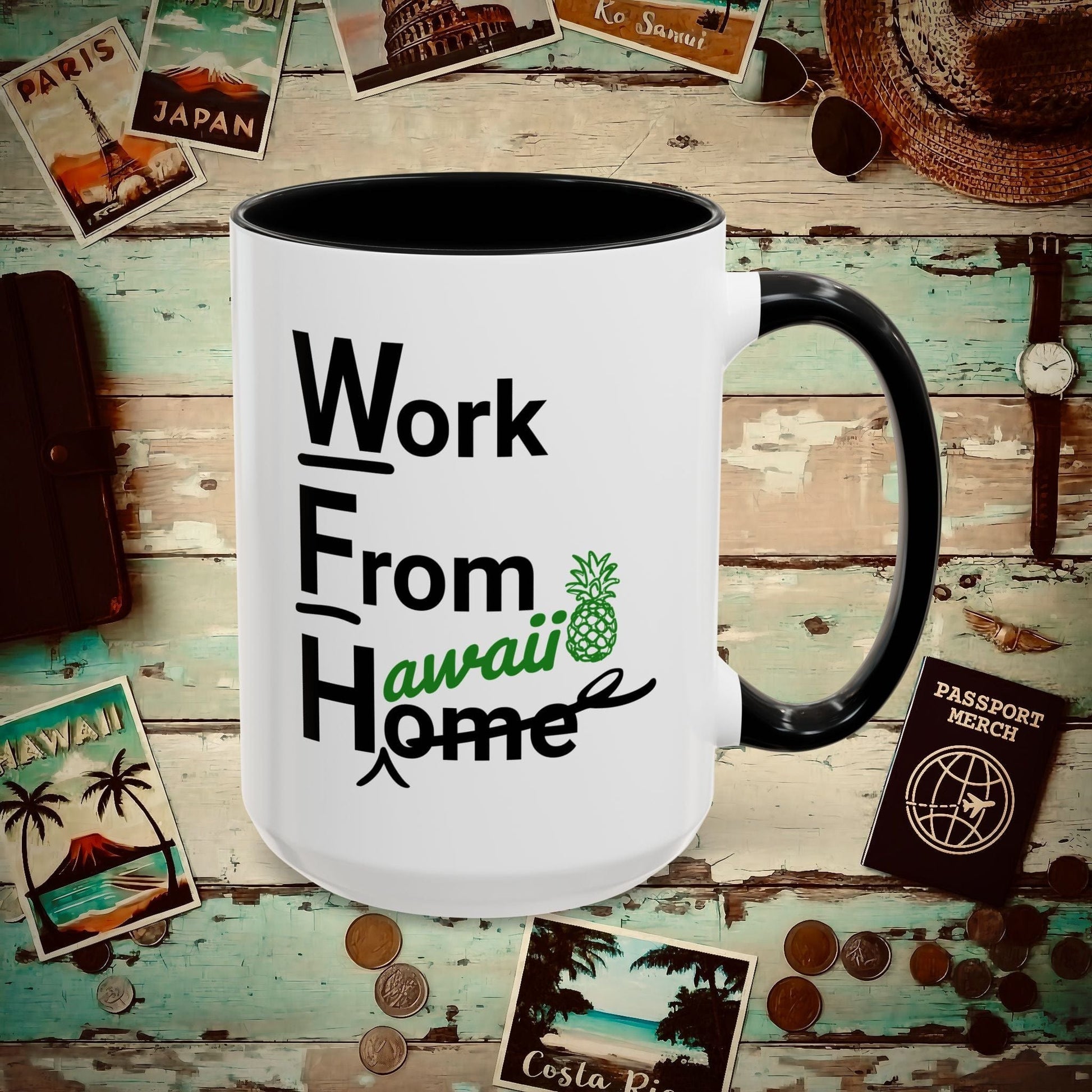 WFH, Work From Hawaii 15oz Mug Black / 15oz