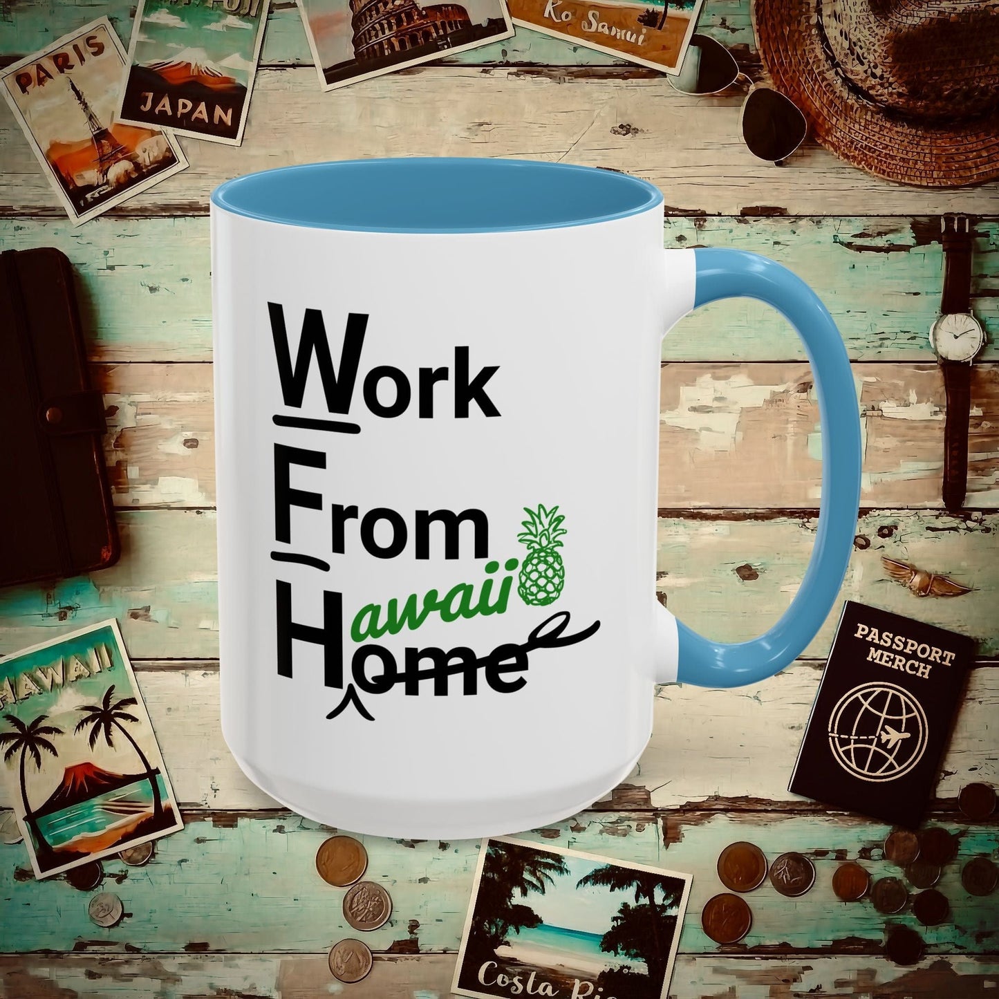 WFH, Work From Hawaii 15oz Mug Light Blue / 15oz