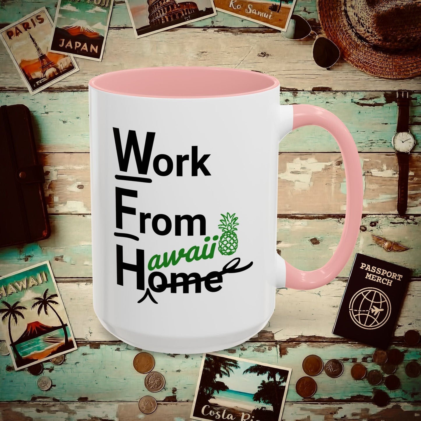 WFH, Work From Hawaii 15oz Mug Pink / 15oz