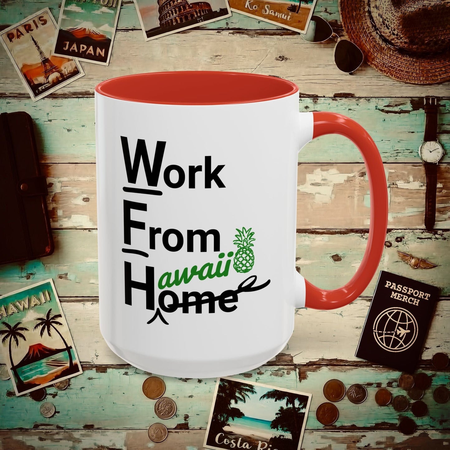 WFH, Work From Hawaii 15oz Mug Red / 15oz
