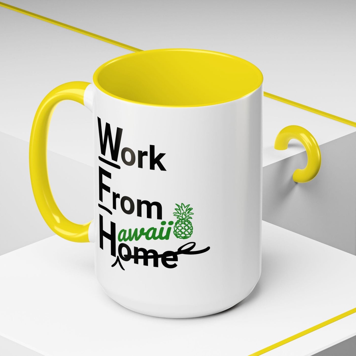 WFH, Work From Hawaii 15oz Mug Yellow / 15oz
