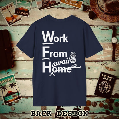 WFH, Work From Hawaii Back Print T-Shirt Navy / S