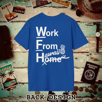 WFH, Work From Hawaii Back Print T-Shirt Royal / S
