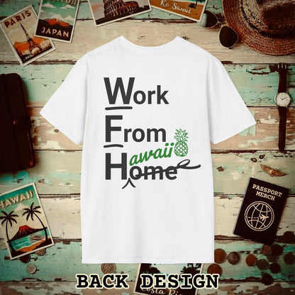 WFH, Work From Hawaii Back Print T-Shirt White / S