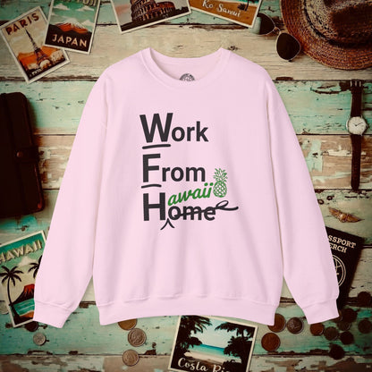 WFH, Work From Hawaii Crewneck Light Pink / S