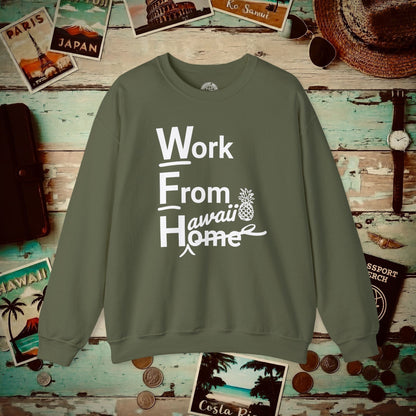 WFH, Work From Hawaii Crewneck Military Green / S