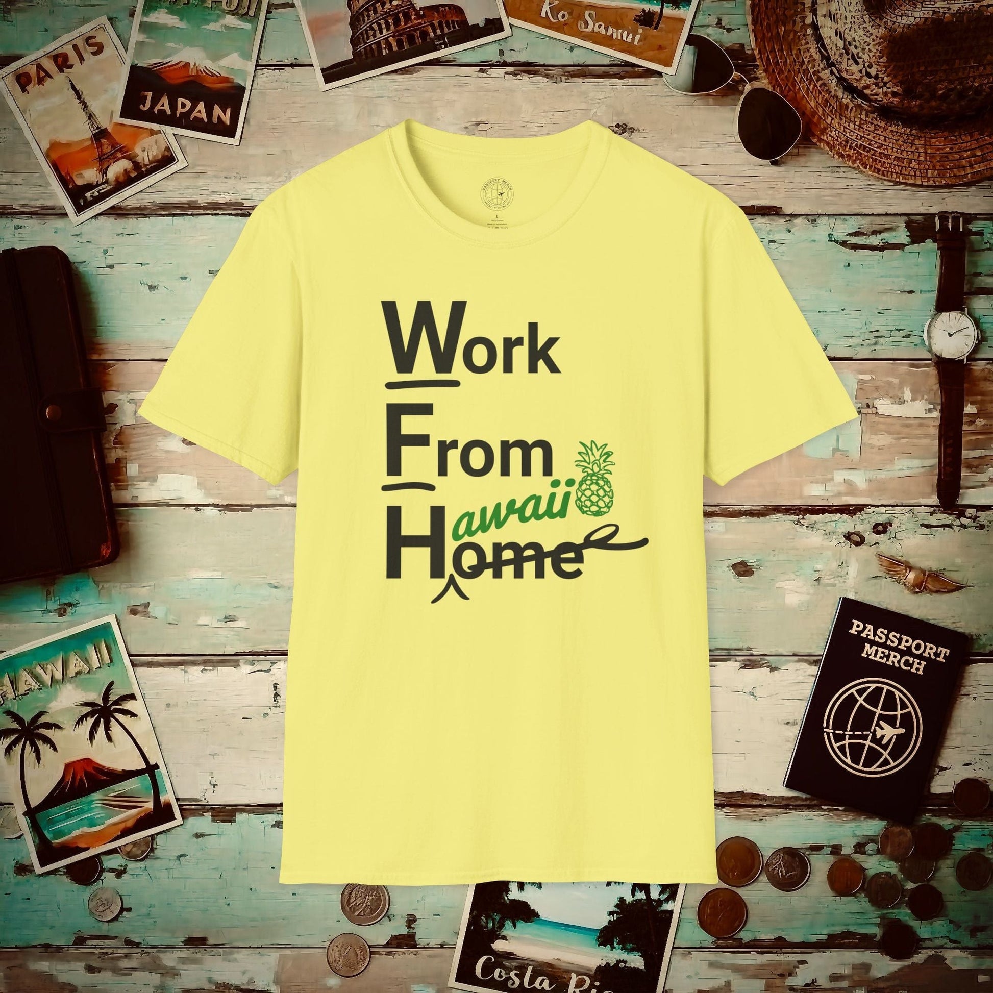 WFH, Work From Hawaii T-Shirt Cornsilk / S