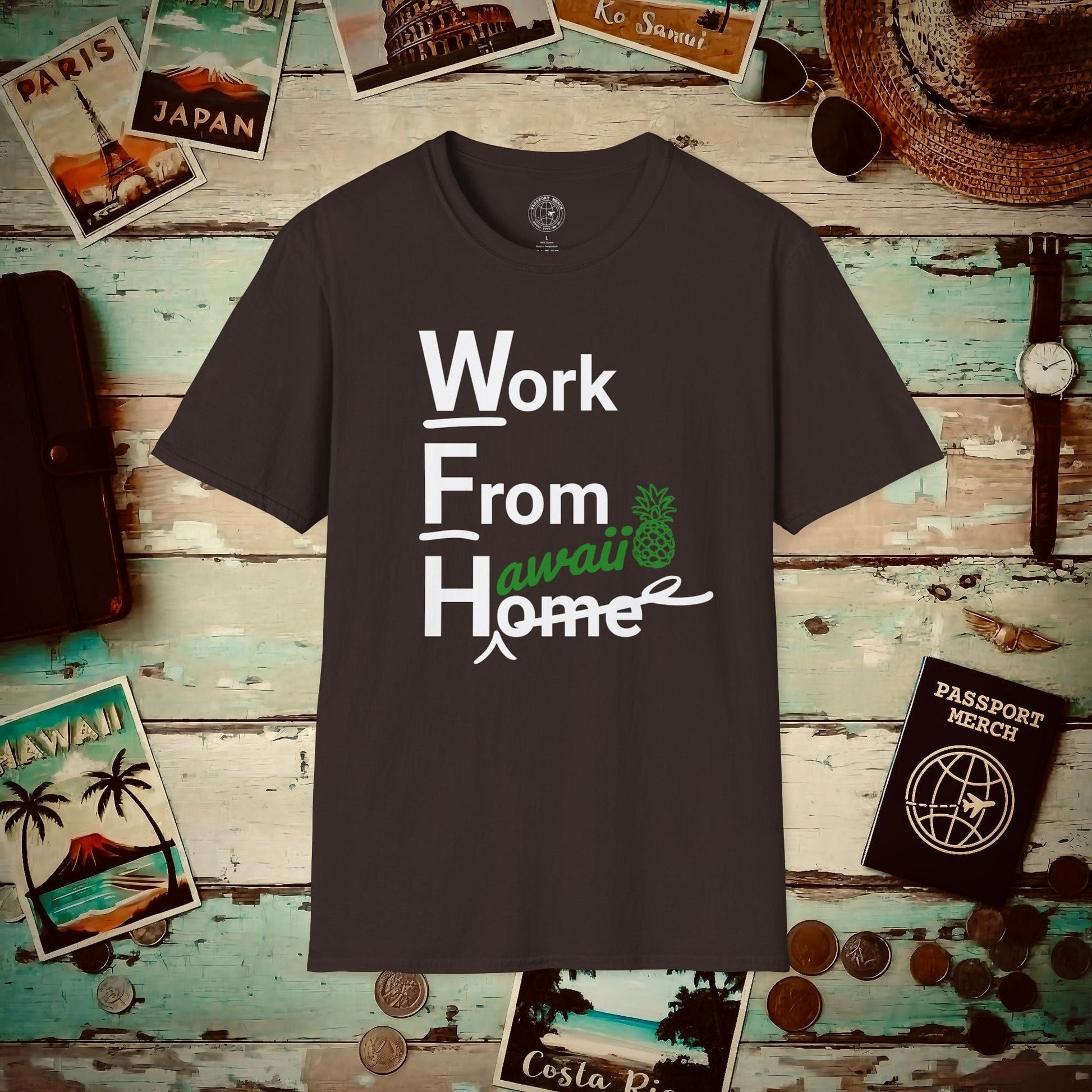 WFH, Work From Hawaii T-Shirt Dark Chocolate / S