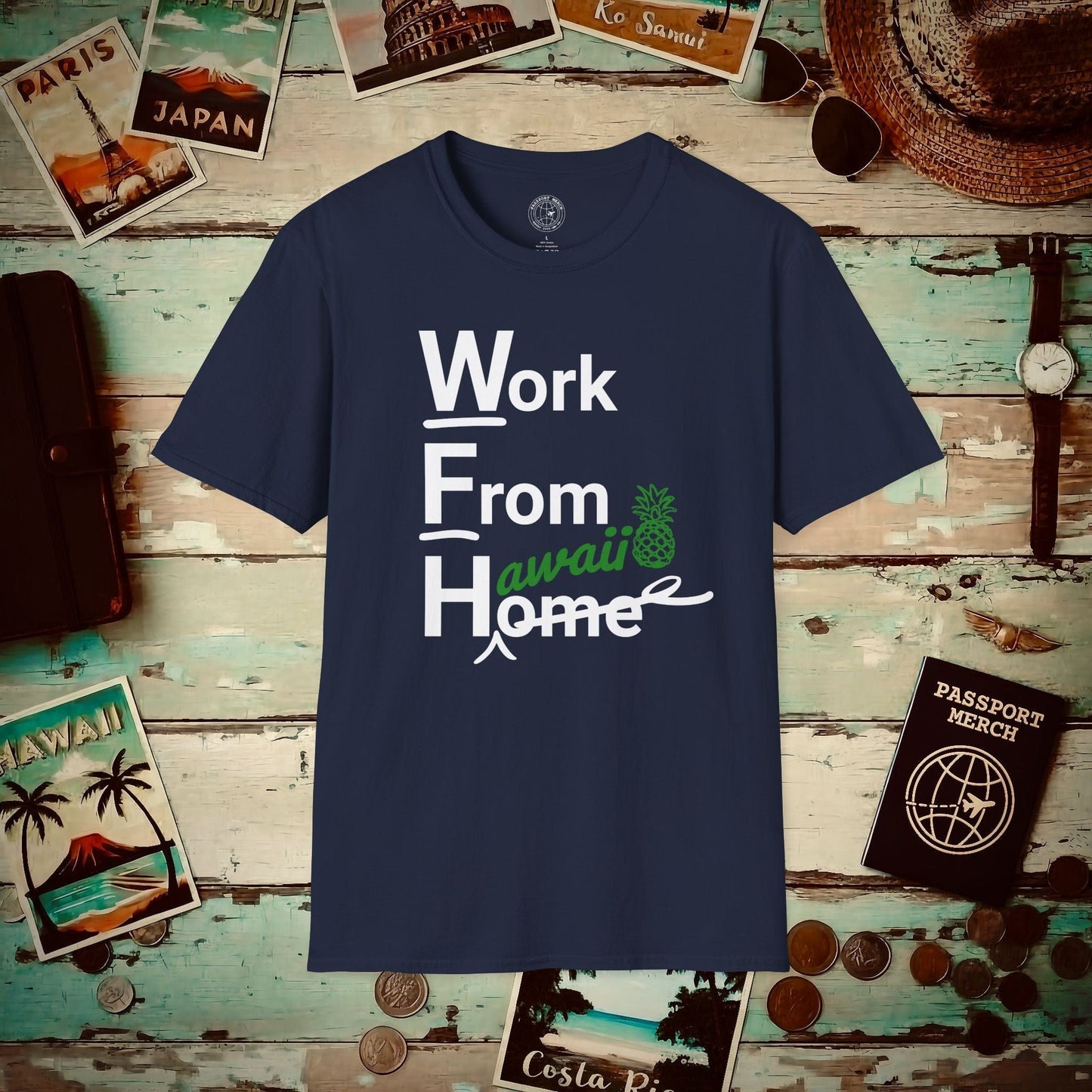 WFH, Work From Hawaii T-Shirt Navy / S