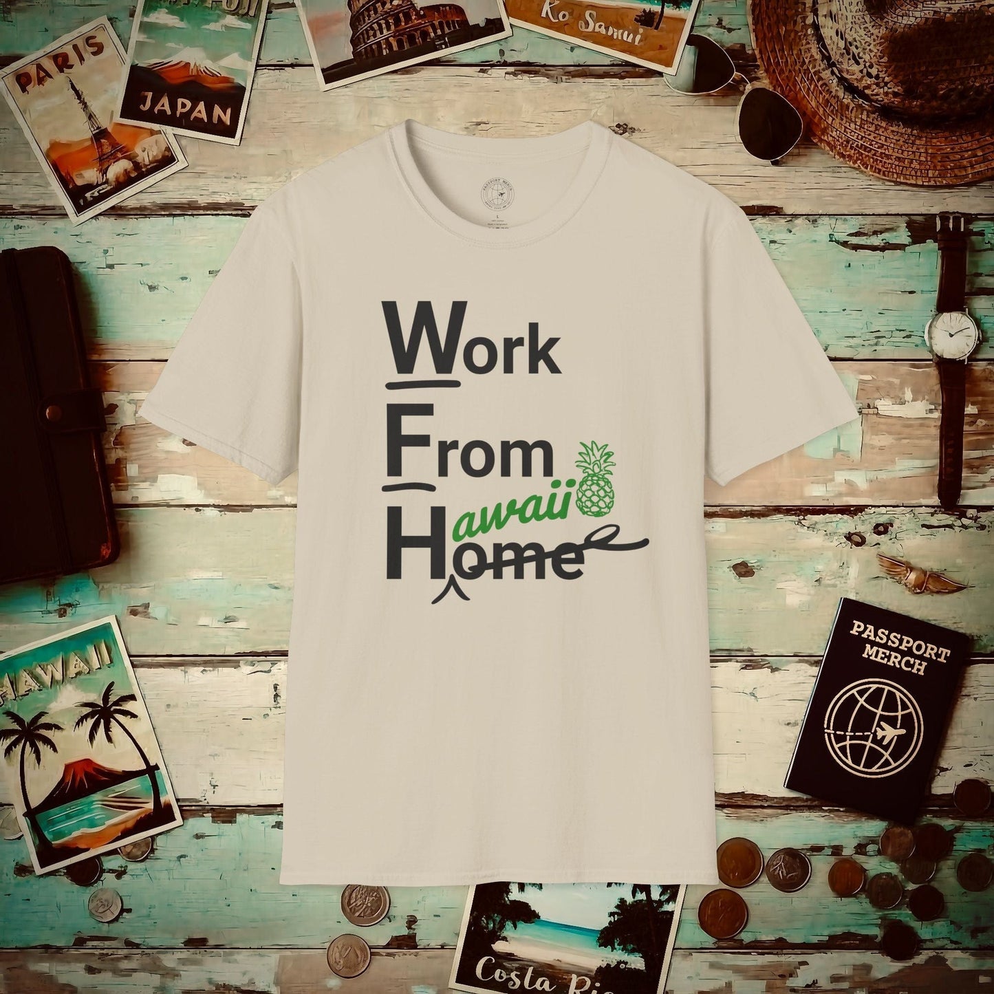 WFH, Work From Hawaii T-Shirt Sand / S