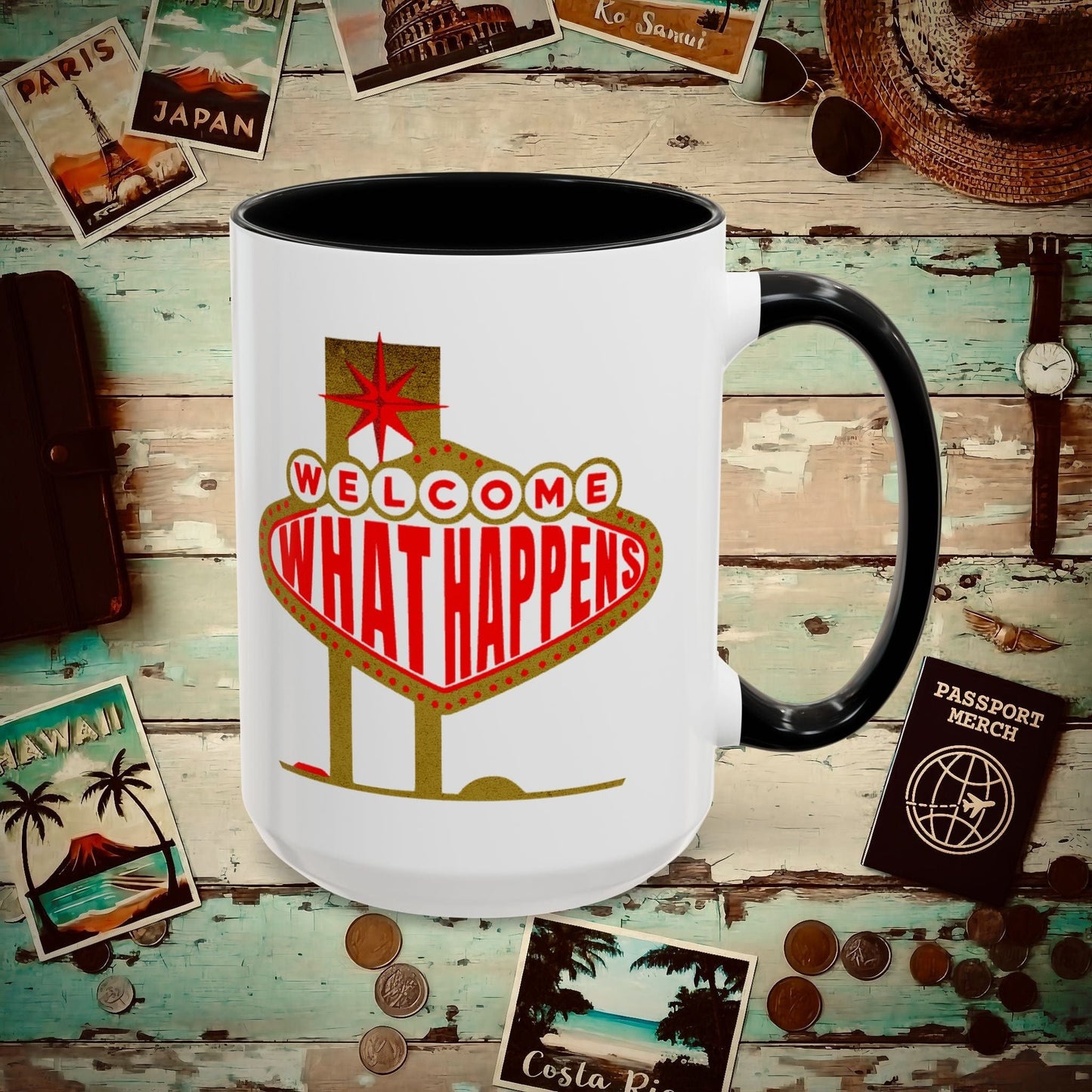 "WHAT HAPPENS" in Vegas, Nevada 15oz Mug Black / 15oz
