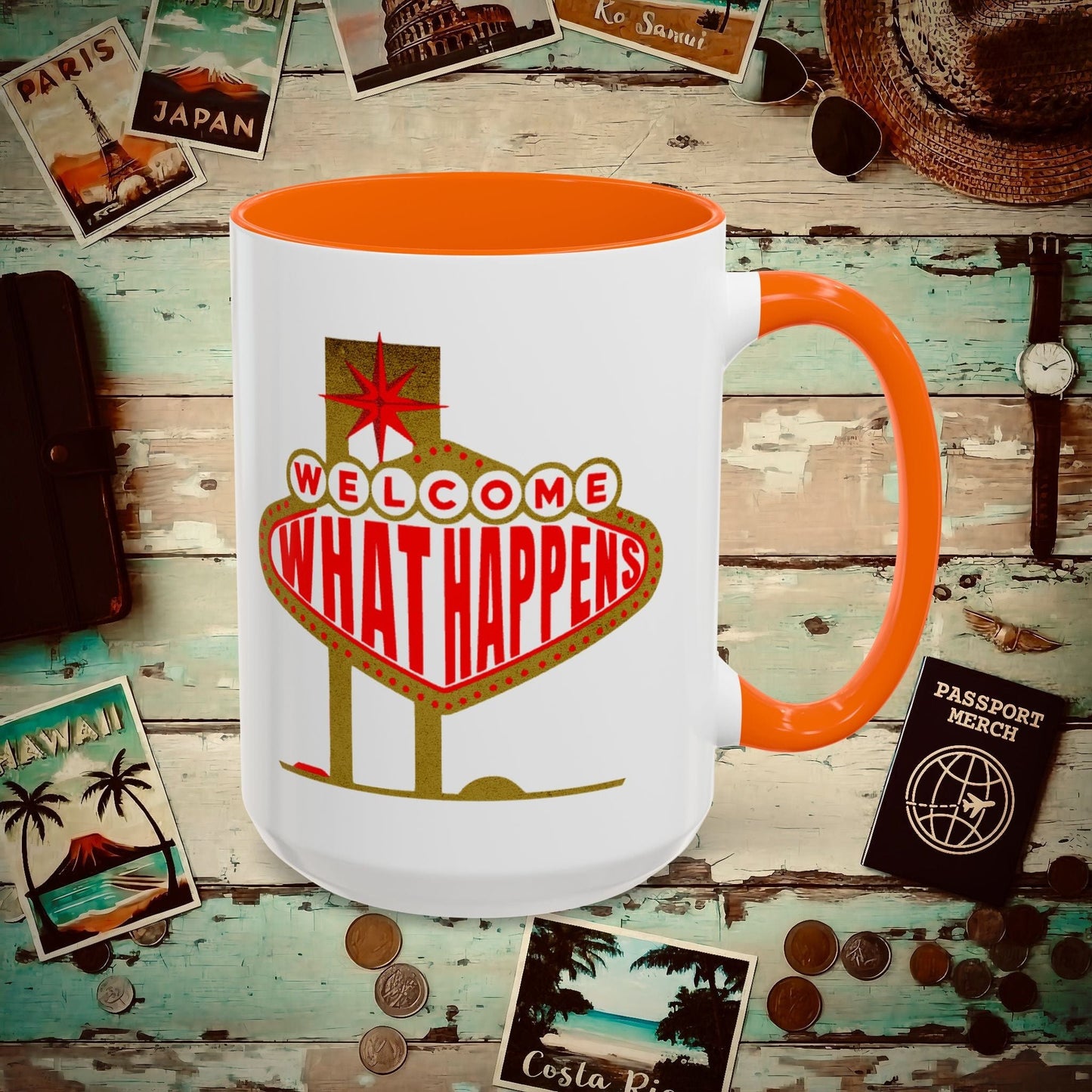"WHAT HAPPENS" in Vegas, Nevada 15oz Mug Orange / 15oz