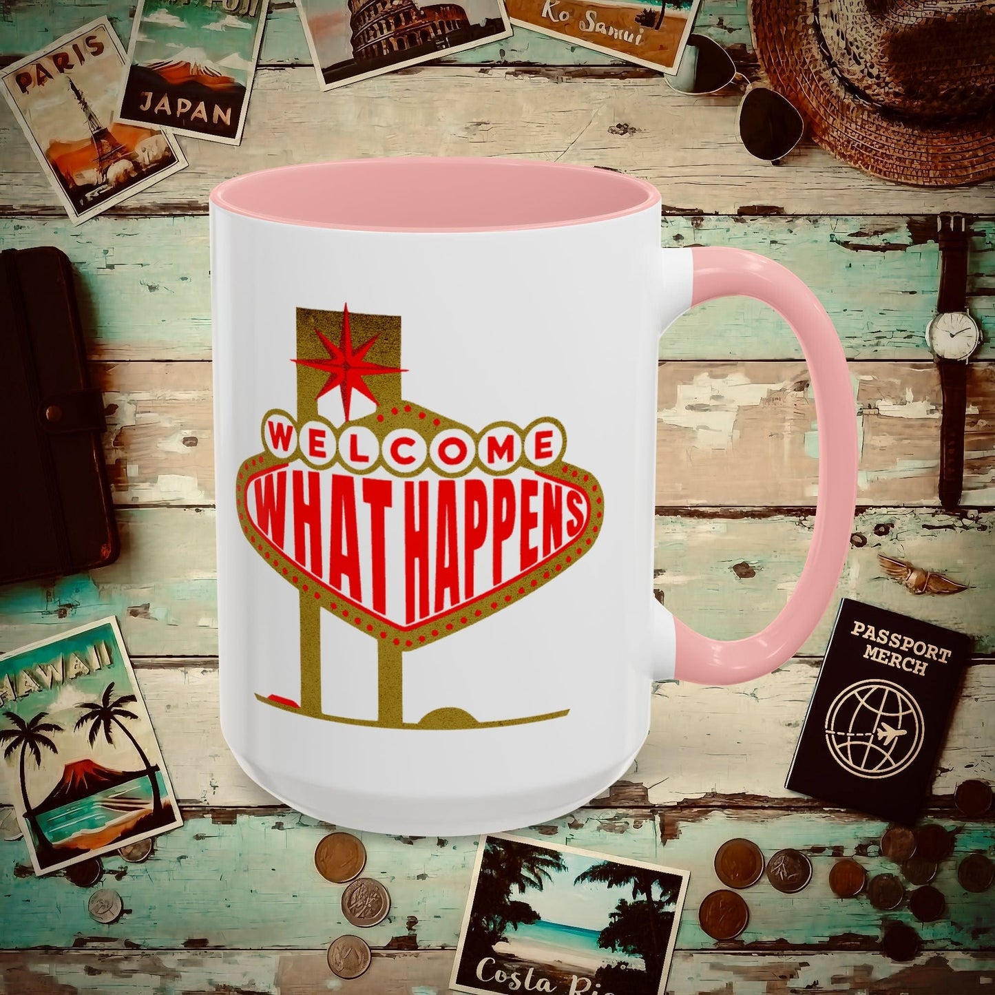 "WHAT HAPPENS" in Vegas, Nevada 15oz Mug Pink / 15oz