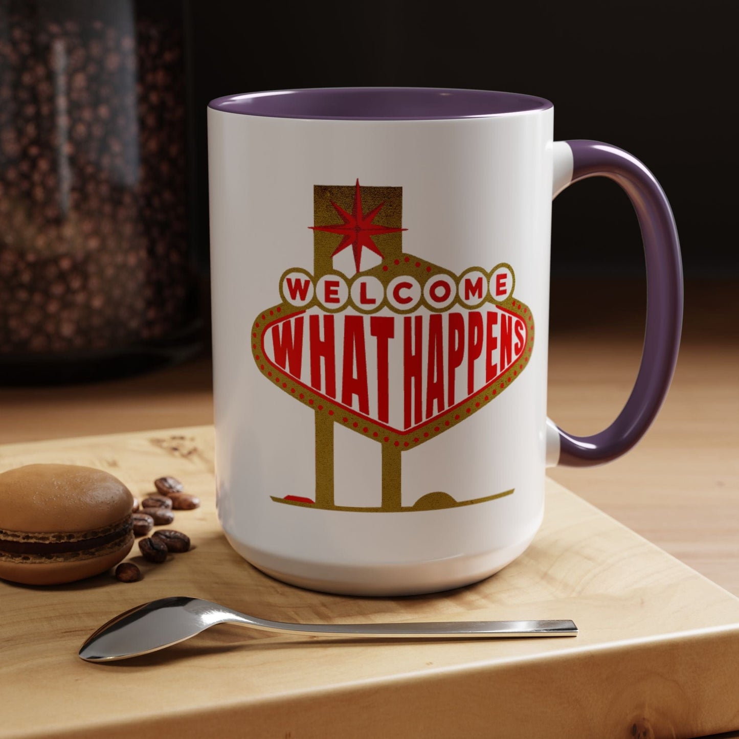 "WHAT HAPPENS" in Vegas, Nevada 15oz Mug Purple / 15oz