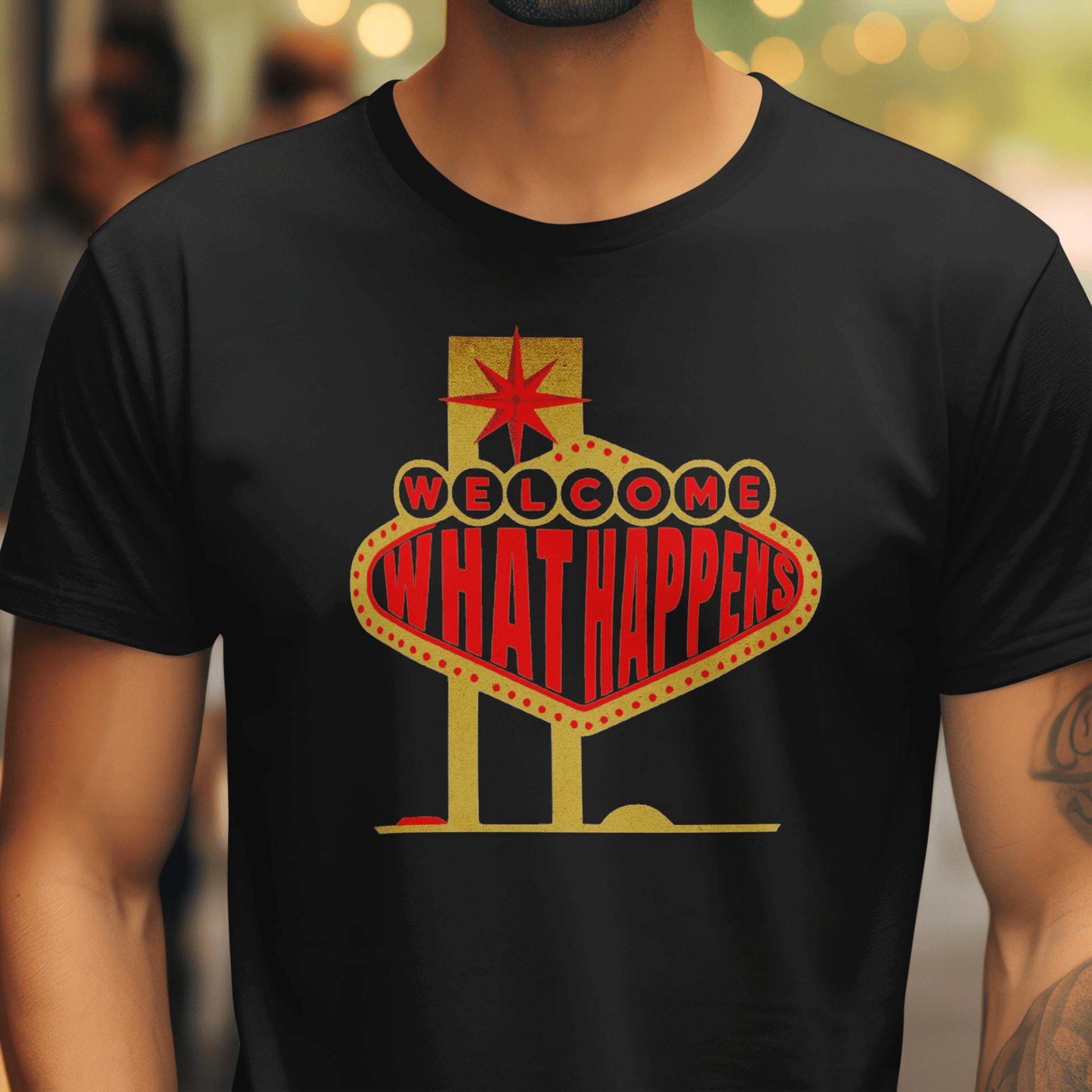 "WHAT HAPPENS" in Vegas, Nevada T-Shirt Black / S
