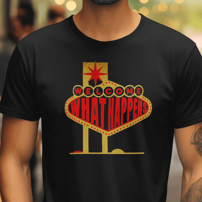 "WHAT HAPPENS" in Vegas, Nevada T-Shirt Black / S