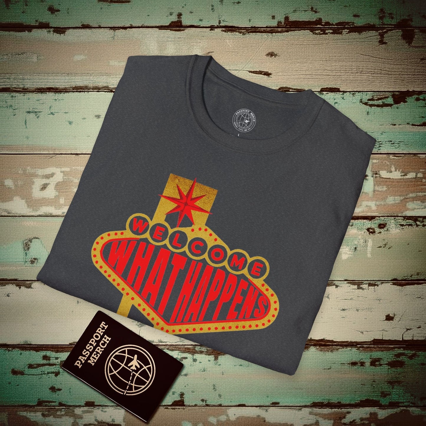 "WHAT HAPPENS" in Vegas, Nevada T-Shirt Dark Heather / S