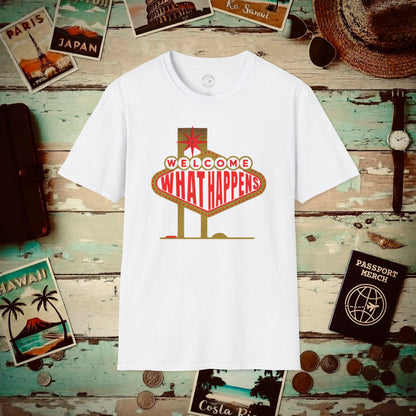 "WHAT HAPPENS" in Vegas, Nevada T-Shirt White / S
