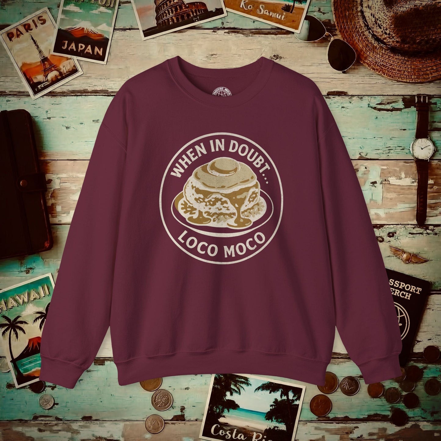 When in doubt... Loco Moco, Hawaii Crewneck Maroon / S